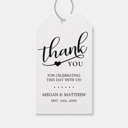 Elegant Rustic Kraft DANK YOU Heart Wedding Geschenkanhänger (Vorderseite)