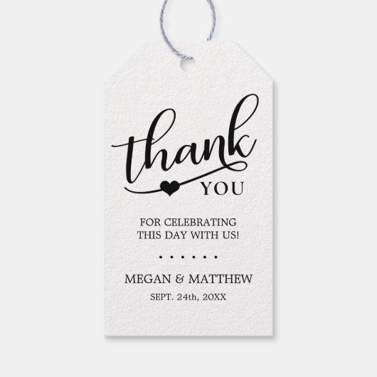 Elegant Rustic Kraft DANK YOU Heart Wedding Geschenkanhänger (Rückseite)