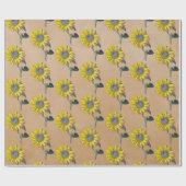 Elegant Rustic Kraft Sonnenblumen Geschenkpapier (Flach)