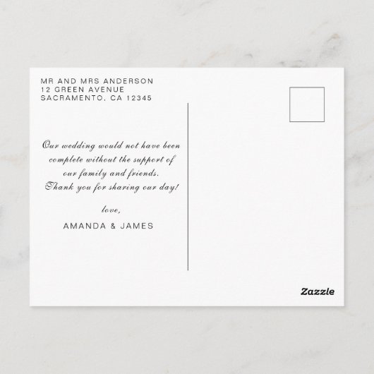 Elegant Rustic Kraft | Wedding Foto Vielen Dank Postkarte (Rückseite)