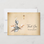 Elegant Rustic Leaves Simple Orthodox Funeral  Dankeskarte (Vorderseite)