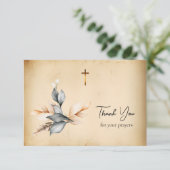 Elegant Rustic Leaves Simple Orthodox Funeral  Dankeskarte (Stehend Vorderseite)