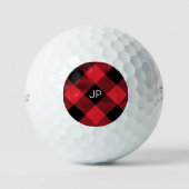 Elegant Rustic Masculine Black Red Buffalo Initial Golfball (Vorderseite)
