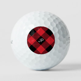 Elegant Rustic Masculine Black Red Buffalo Initial Golfball