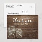 Elegant Rustic Mason Jar Lights Danke Postcard Postkarte (Vorne/Hinten)