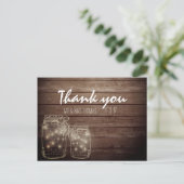 Elegant Rustic Mason Jar Lights Danke Postcard Postkarte (Stehend Vorderseite)