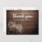 Elegant Rustic Mason Jar Lights Danke Postcard Postkarte (Vorne/Hinten)