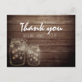 Elegant Rustic Mason Jar Lights Danke Postcard Postkarte (Vorderseite)