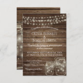 Elegant Rustic Mason Jar Lights Hochzeitseinladung Einladung (Vorne/Hinten)