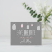 Elegant Rustic Mason Jars Save the Date PostCard Ankündigungspostkarte (Stehend Vorderseite)
