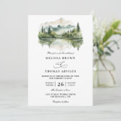 Elegant Rustic Mountain Budget QR Code Wedding Einladung (Stehend Vorderseite)