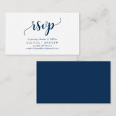 Elegant Rustic Navy Blue, Wedding RSVP reagieren Begleitkarte (Vorne/Hinten)