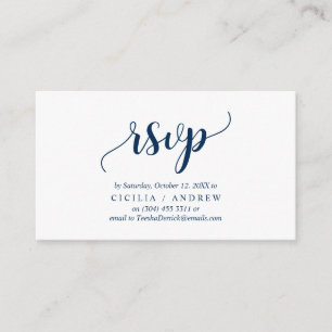 Elegant Rustic Navy Blue, Wedding RSVP reagieren Begleitkarte
