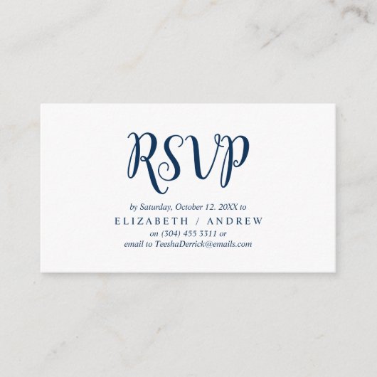 Elegant Rustic Navy Blue, Wedding RSVP reagieren Begleitkarte (Vorderseite)
