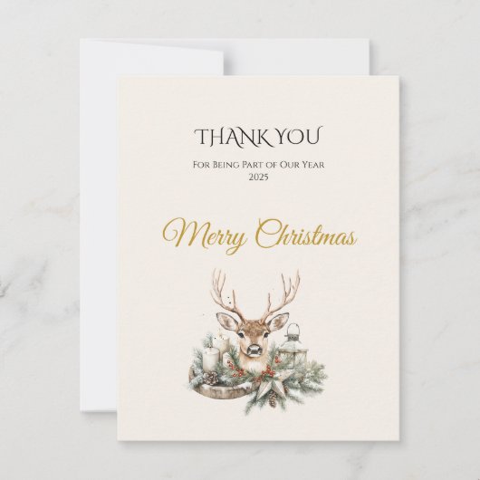 Elegant Rustic Noël Christmas Dankeschön Card Dankeskarte (Vorderseite)