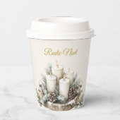 Elegant Rustic Noël Christmas Paper Cups | Modern Pappbecher (Rückseite)