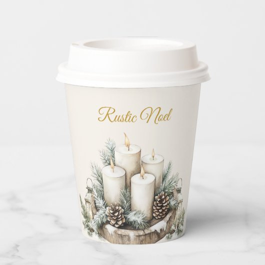 Elegant Rustic Noël Christmas Paper Cups | Modern Pappbecher (Rückseite)