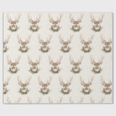 Elegant Rustic Noël Reindeer Wrapping Paper Geschenkpapier (Flach)