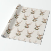 Elegant Rustic Noël Reindeer Wrapping Paper Geschenkpapier (Ungerollt)
