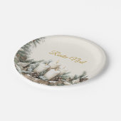 Elegant Rustic Noël Weihnachtspapierplatte Pappteller (Schrägansicht)