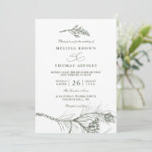 Elegant Rustic Pine Branch QR Code Wedding Einladung (Stehend Vorderseite)