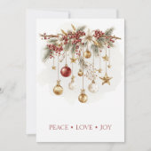 Elegant Rustic Pine Branch with Ornaments Einladung (Vorderseite)