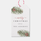 Elegant Rustic Pine Christmas Geschenkanhänger (Vorderseite)