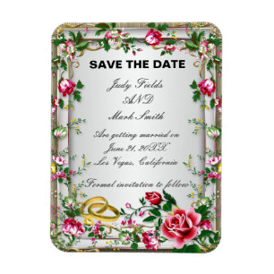 Elegant Rustic Red Roses Save The Date Magnet