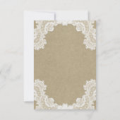 Elegant Rustic Romance White Lace Kraft Vielen Dan Einladung (Rückseite)