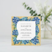 Elegant Rustic Sand Navy Blue Hydrangeas Wedding Einladung (Stehend Vorderseite)