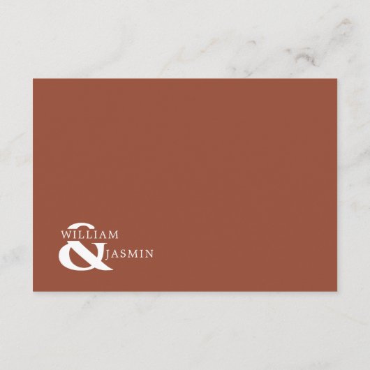 Elegant Rustic Terracotta Bordered Script Wedding Begleitkarte (Rückseite)