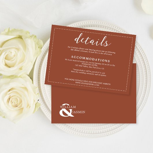 Elegant Rustic Terracotta Bordered Script Wedding Begleitkarte