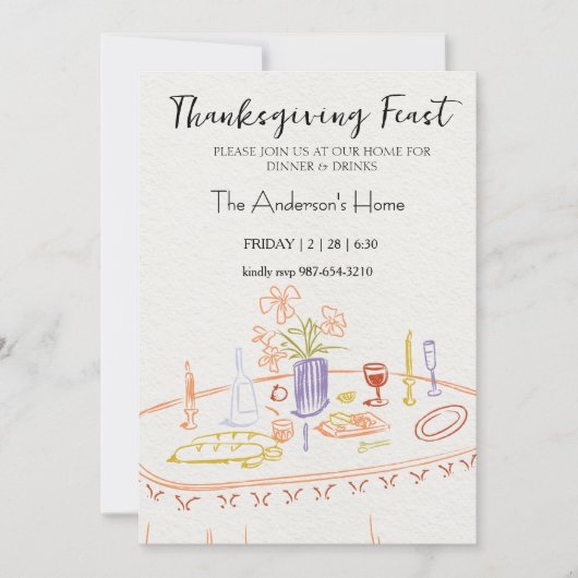 Elegant Rustic Thanksgiving Dinner Einladung (Vorderseite)