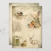 Elegant Rustic Vintage Weihnachtswald Collage Feiertagskarte (Vorne/Hinten)