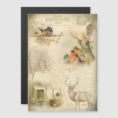 Elegant Rustic Vintage Weihnachtswald Collage Magnetkarte (Vorne/Hinten)
