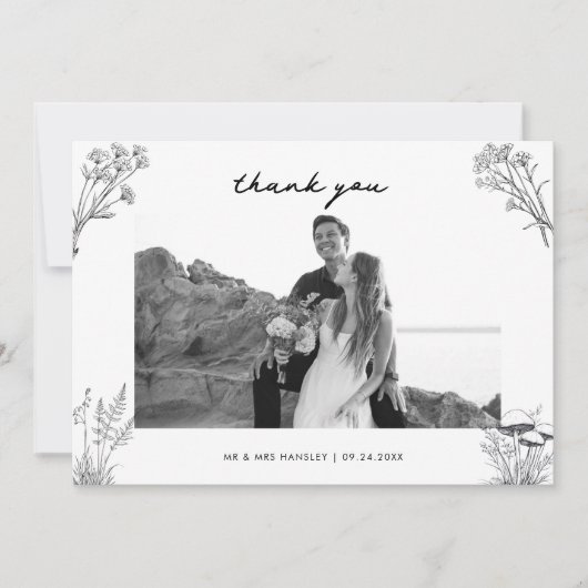 Elegant Rustic Wedding Photo Dankeskarte (Vorderseite)