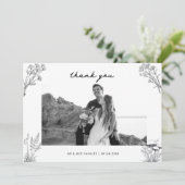 Elegant Rustic Wedding Photo Dankeskarte (Stehend Vorderseite)