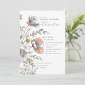 Elegant Rustic Wildflower Baby Shower  Einladung (Stehend Vorderseite)