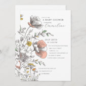 Elegant Rustic Wildflower Baby Shower  Einladung (Vorne/Hinten)