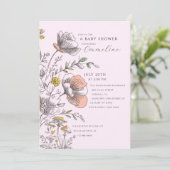 Elegant Rustic Wildflower Pink Baby Shower Einladung (Stehend Vorderseite)