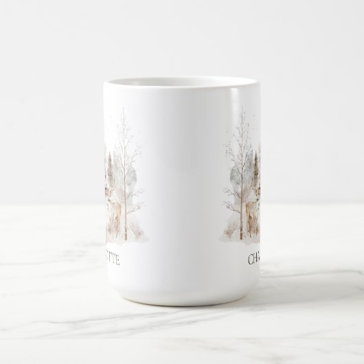 Elegant Rustic Winter Woodland Deer Kaffeetasse (Mittel)