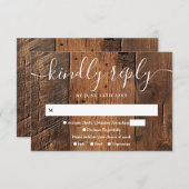 Elegant Rustic Wood Boho Western Wedding RSVP Karte (Vorne/Hinten)