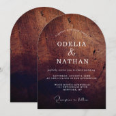 Elegant Rustic Wood Grain Texture Arched Wedding Einladung (Vorne/Hinten)