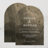 Elegant Rustic Wood Grain Texture Arched Wedding Einladung (Vorne/Hinten)