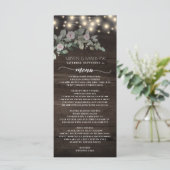 Elegant Rustic Wood Lights Boho Greenerity Wedding Menükarte (Stehend Vorderseite)