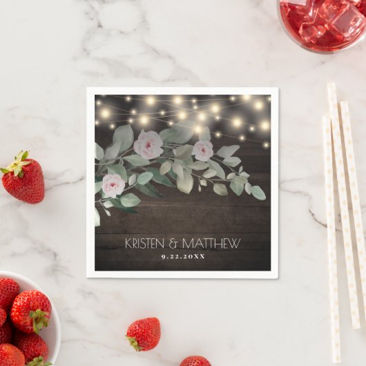 Elegant Rustic Wood Lights Boho Greenerity Wedding Serviette (Beispiel)