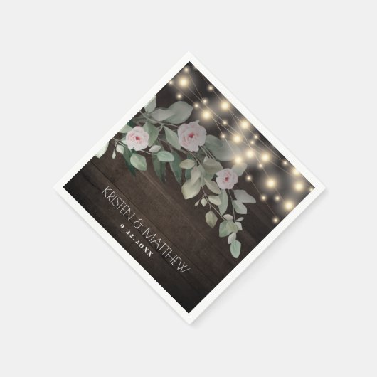 Elegant Rustic Wood Lights Boho Greenerity Wedding Serviette (Ecke)