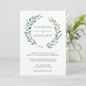 Elegant Rustic Wreath Greenerity Wedding Einladung (Stehend Vorderseite)