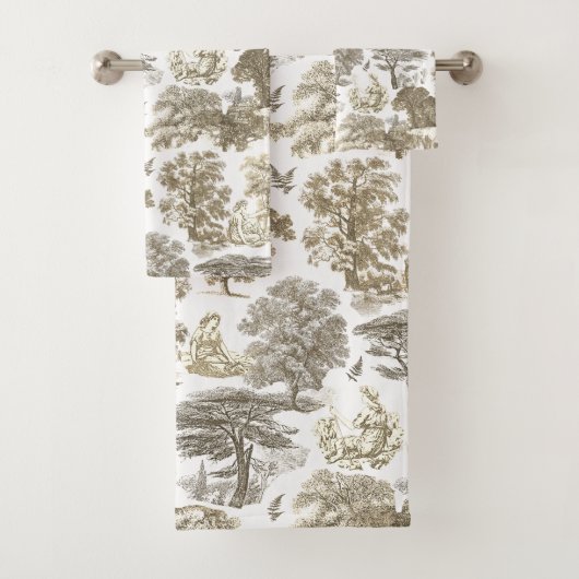 Elegant Rustikal Beige Country Toile Badhandtuch Set (Insitu)