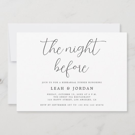 Elegant rustikal Der Abend vor der Probe Abendesse Einladung (Vorderseite)